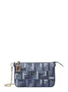 Fendi Blue Ff Fabric Pouch With Chain