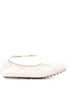 Fendi Filo Leather Ballerina Shoes In White
