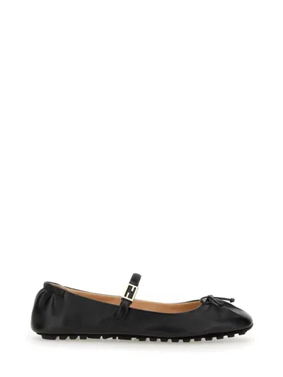 Fendi Ballerina With Ff Baguette Pattern In Black