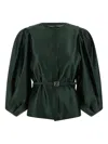 Fendi Balloon-sleeve Belted Blazer In Green
