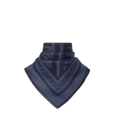 Fendi Bandana Blue Ff Wool And Silk Bandana In Multi