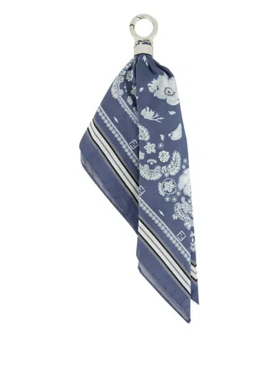 Fendi Bandana-charm Cotton Keyring In Blue