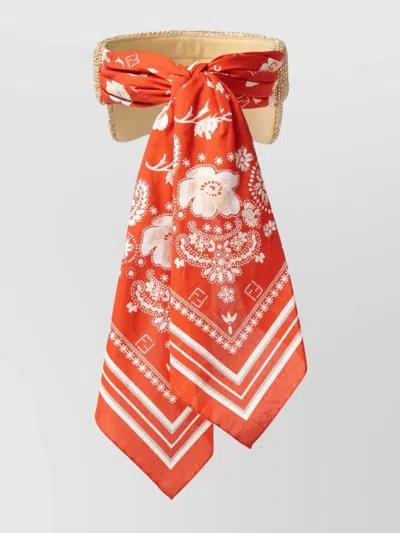 Fendi Bandana Cotton Scarf Visor With Wide Brim