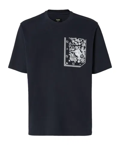 Fendi Blue Cotton T-shirt