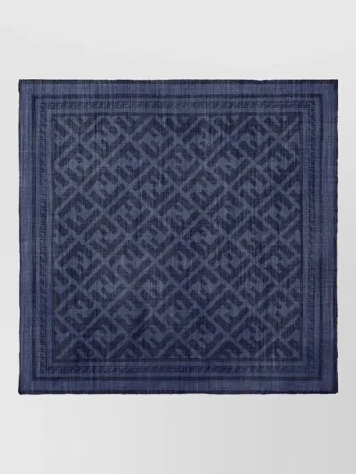 Fendi Bandana Square Scarf Ff Diagonal Motif In Blue