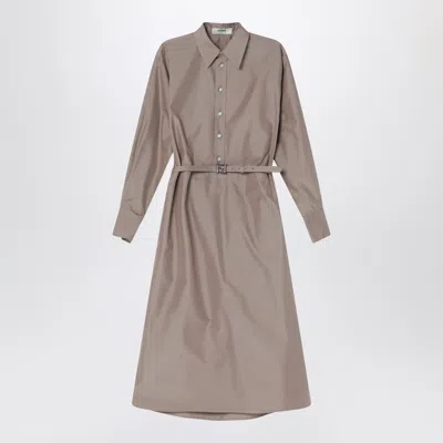 Fendi Barley Cotton & Silk Chemisier Mini Dress In Brown