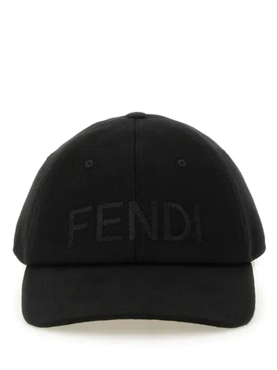 Fendi Baseball Hat With Logo In Black