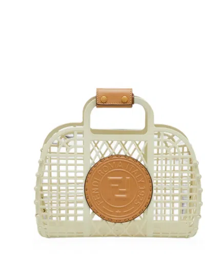 Pre-owned Fendi Basket Logo-stamp Tote Bag In Neutral