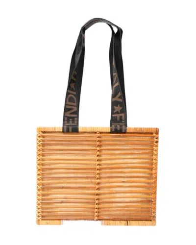 Fendi Basket Tote Rattan Brown