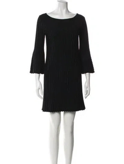 Pre-owned Fendi Bateau Neckline Mini Dress In Black