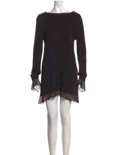 Pre-owned Fendi Bateau Neckline Mini Dress In Black