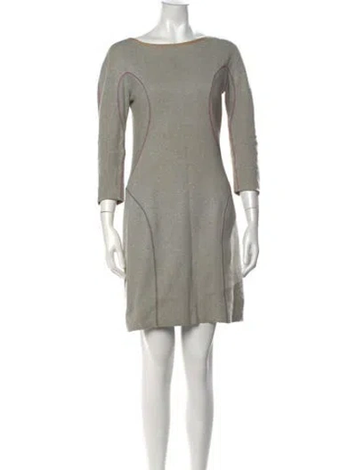 Pre-owned Fendi Bateau Neckline Mini Dress In Grey