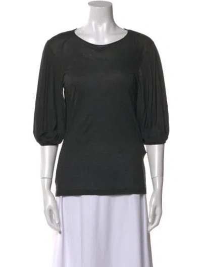 Pre-owned Fendi Bateau Neckline Three-quarter Sleeve T-shirt In Gray