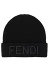 Fendi Cuffia In Lana Nera Uomo In Black