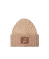 Fendi Brown Chevron Alpaca Beanie Women In Brown