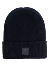 Fendi Men Midnight Blue Wool Blend Beanie Hat In Black