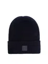 Fendi Men Midnight Blue Wool Blend Beanie Hat In Black