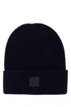 Fendi Men Midnight Blue Wool Blend Beanie Hat In Black