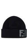 Fendi Men Black Wool Blend Beanie Hat
