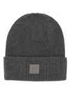 Fendi Beanie Hat With Logo In Grey