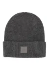 Fendi Logo Cap With Fold-over Cuff And Ribbed Texture In Grey