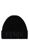 Fendi Cuffia In Lana Nera Uomo