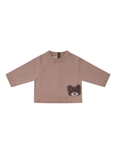 Fendi Babies' Bear-appliqué Cardigan In Brown