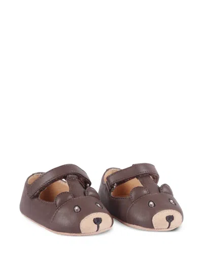 Fendi Babies' 小熊图案魔术贴凉鞋 In Brown