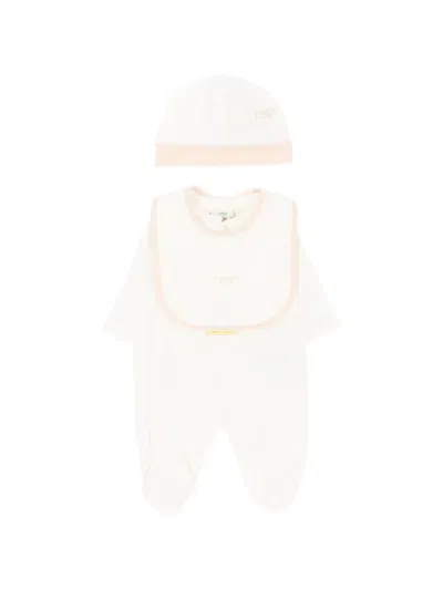 Fendi Bear-print Babywear (set Of Three) In Neutral