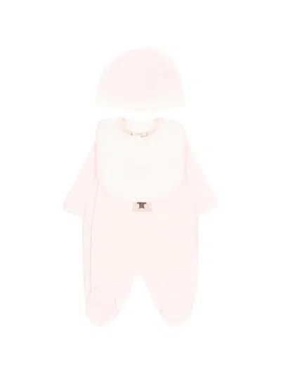 Fendi Bear-print Babywear (set Of Three) In Pink