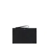 Fendi Men Grey Clutch With All-over Ff Motif In Fabric And Leather Man In Black