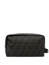 Fendi Men Embroidered Fabric Ff Beauty Case In Black