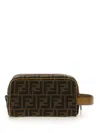 Fendi Beauty Case Ff Jacquard Small In Brown