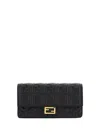 Fendi Women Black Nappa Leather Baguette Wallet In Black