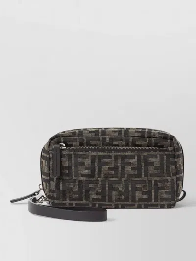 Fendi Beauty Mini Clutch Bag Ff Logo Strap In Brown