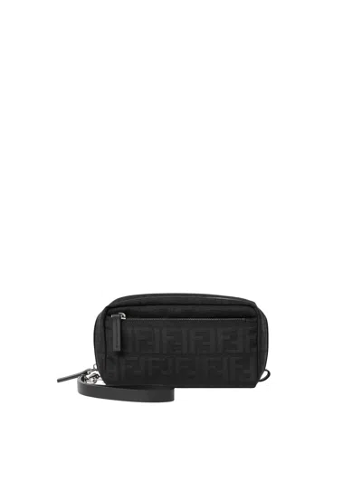 Fendi Small Ff Clutch Bag Adjustable Strap In Black