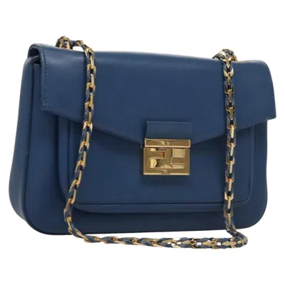 Pre-owned Fendi Bebaguette Blue Leather Shoulder Bag ()