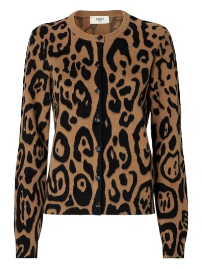 Fendi Buttoned Animal-print Cardigan In Animal Print