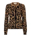 Fendi Beige And Black  Leo Wool And Cashmere Cardigan In Multi