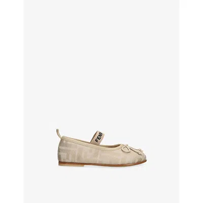 Fendi Kids' Beige Baby Ff Jacquard Woven Flats Eur 22 /5.5 Uk