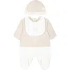 Fendi Beige Babygrow Set For Babykids With Emblem In Beige