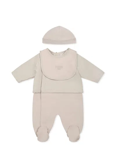 Fendi Beige Babygrow Set For Babykids With Ff