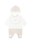 Fendi Beige Babygrow Set For Babykids With Logo In Beige