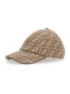 Fendi Beige Baseball Cap With All-over Ff Motif In Cotton Woman In Multicolor