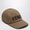 Fendi Baseball Cap With Visor And Embroidered Logo In Cream
