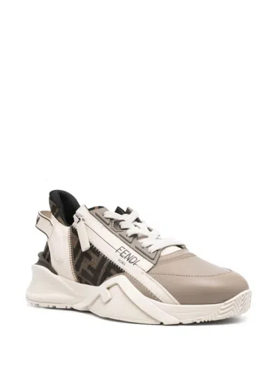 Fendi Beige Beige Flow Leather Sneakers