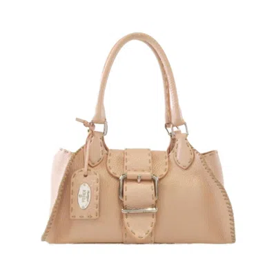 Pre-owned Fendi Beige Beige Pink Leather Shoulder Bag () In Beige, Beige Pink