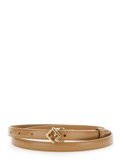 Fendi Beige Belt With Buckle With Ff Logo In Leather Woman