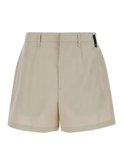 Fendi Beige Bermuda Shorts With Logo In Wool Man In Neutral