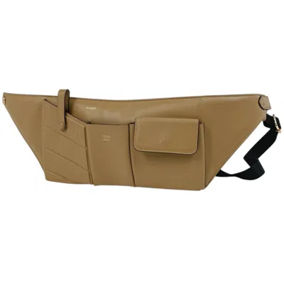 Pre-owned Fendi Beige Black Leather Fanny Pack Sling Bag () In Multi